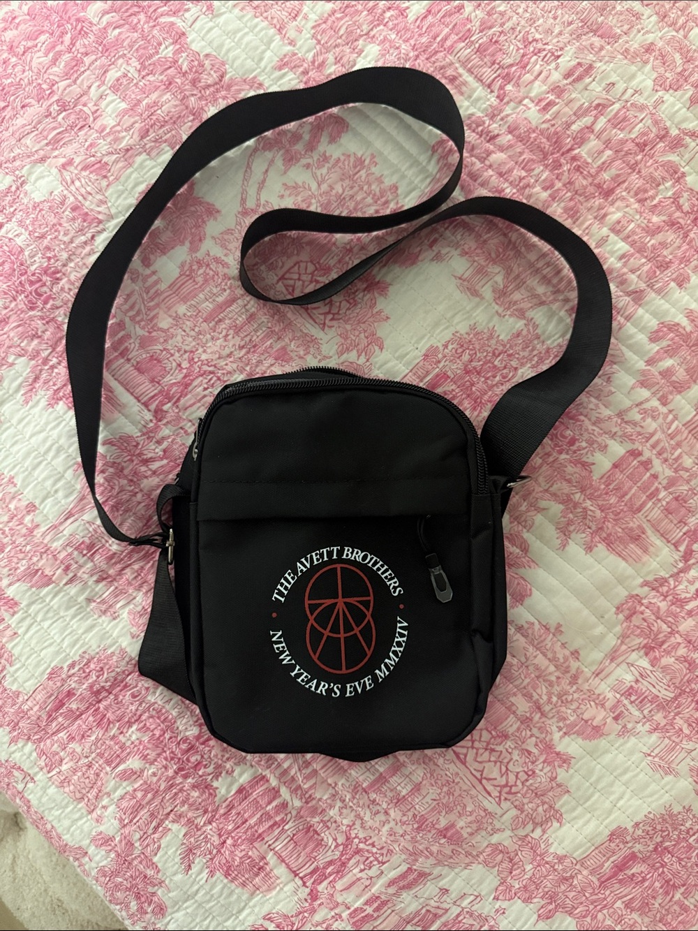 The Avett Brothers Black Crossbody Bag with New Year’s Eve Logo